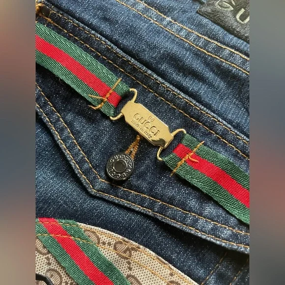 Gucci Men's Vintage denim jeans size 36/36 (54 embroidered pocket made in Italy - Picture 1 of 15